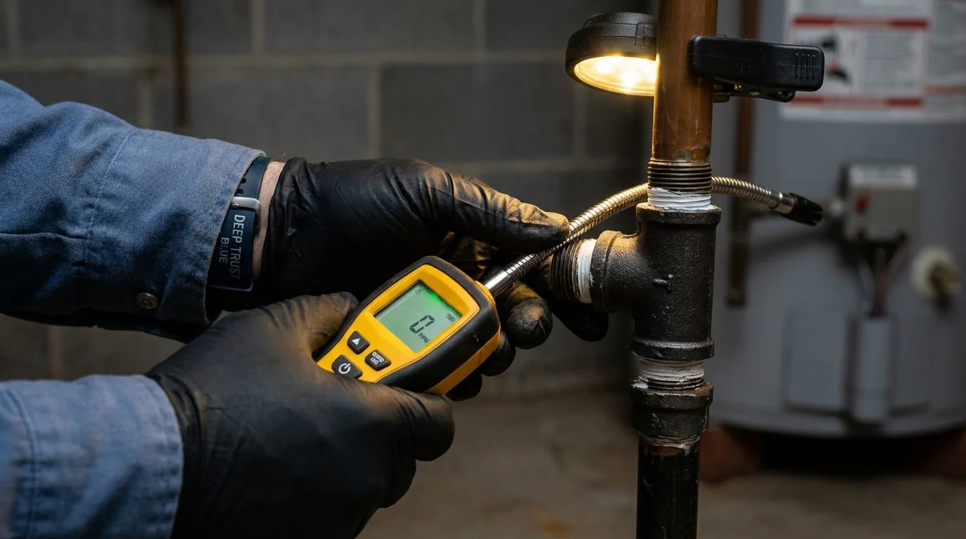 Gas leak detection with electronic sniffer by Johns Plumbing LLC in Milan